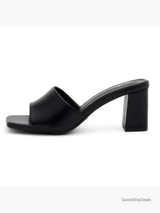 Women Chunky Block Heel Mules - Square Open Toe Slip-On Heeled Sandals